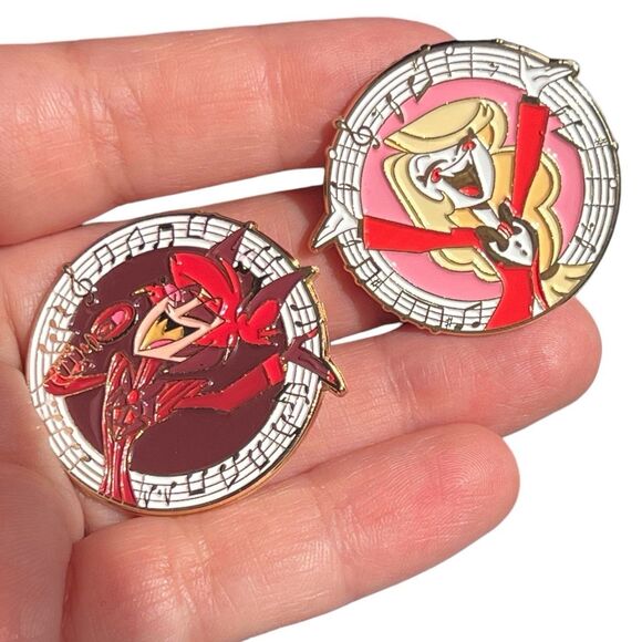 Hazbin Hotel Alastor Musical Notes Music Enamel Pin - Picture 7 of 7
